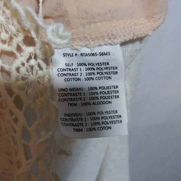 Ryu CottageCore Sleeveless Beige Lace Overlay Button Front Dress Beach Boho Sz S - Picture 7 of 10